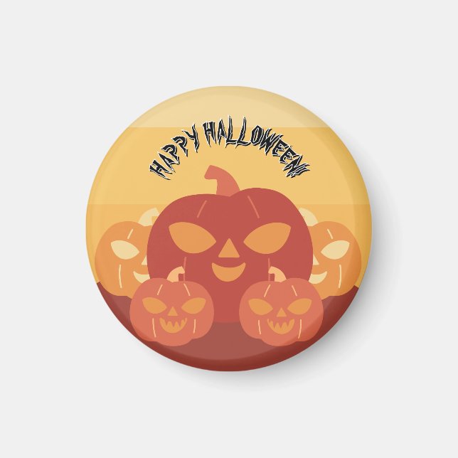 Íman Feliz Halloween! Ímã de Abóboras (Frente)