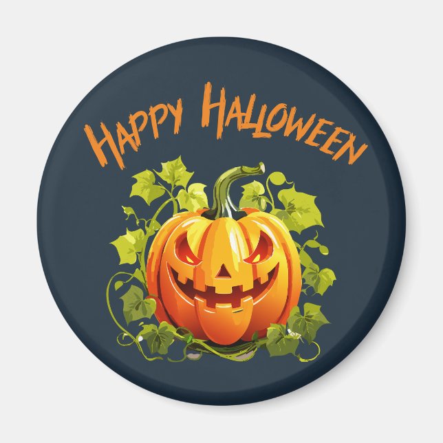 Íman Feliz Halloween Jack-O-Lanterna Na Vinha (Frente)