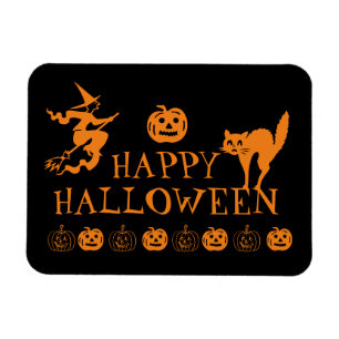 Íman Feliz Halloween - laranja preto assustador Magnet