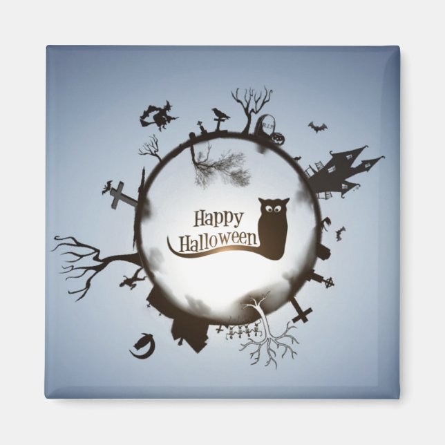 Íman Feliz Halloween Spooky Themed (Frente)