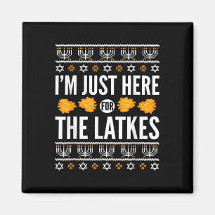 Íman Feliz Hanukkah Aqui Por Latkes Hebraico Judeu