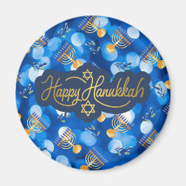 Íman Feliz Hanukkah Azul e Branco