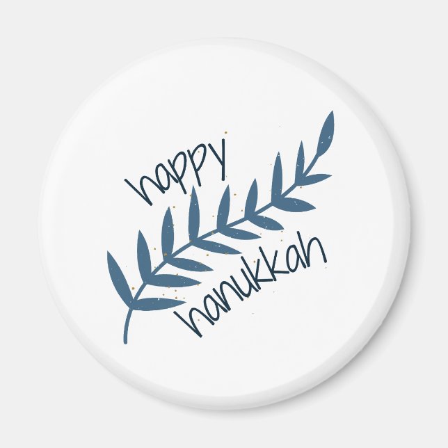 Íman Feliz Hanukkah (com Folhas Azuis) (Frente)