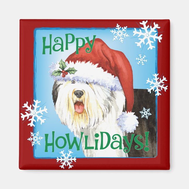 Íman Feliz Howlidays Old English Sheepdog (Frente)