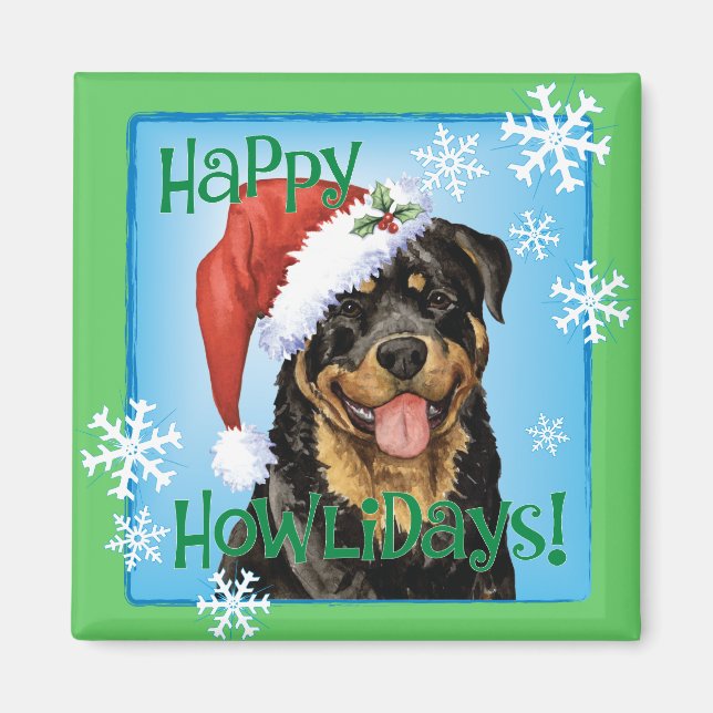 Íman Feliz Howlidays Rottweiler (Frente)