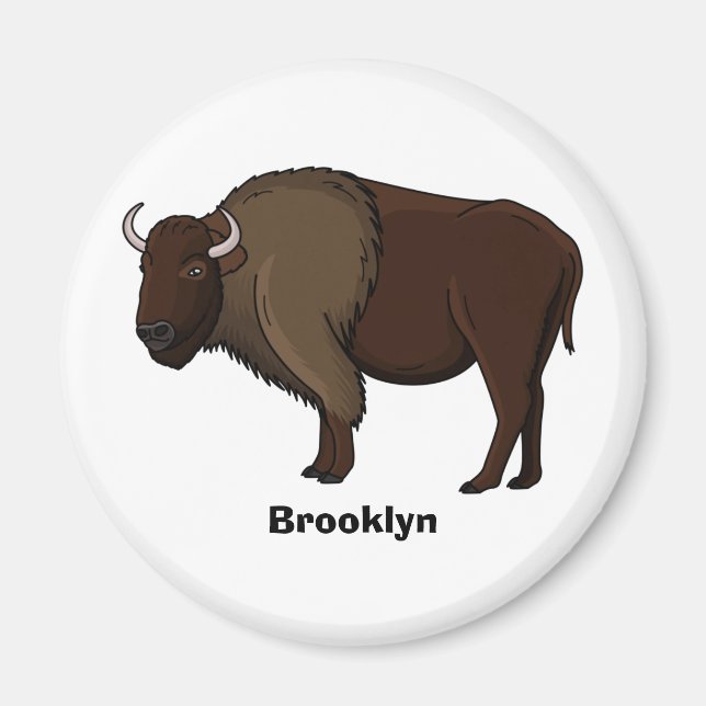 Íman Feliz ilustração de búfalo bisonte americano (Frente)