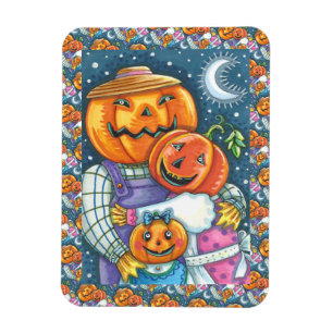 ÍMAN FELIZ JACK O LANTERN FAMÍLIA, COLORIDA E CORTA