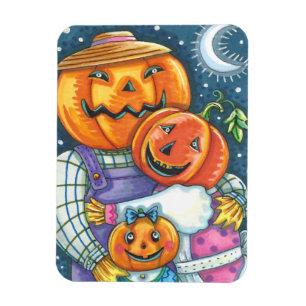 ÍMAN FELIZ JACK O LANTERN FAMÍLIA, COLORIDA E CORTA