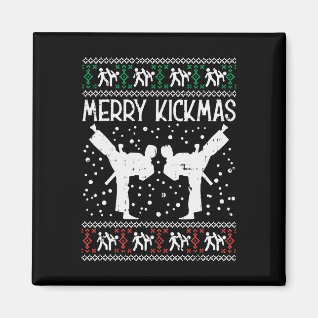 Íman Feliz Kickmas Natal Feio Karate Jiu Jitsu Mart (Frente)