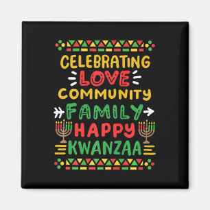 Íman Feliz Kwanzaa Celebrando Homens Da Família Da Comu