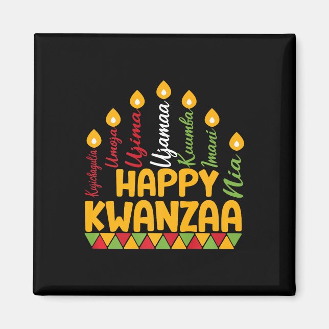 Íman Feliz Kwanzaa Kinara Sete Velas Princípios De K (Frente)