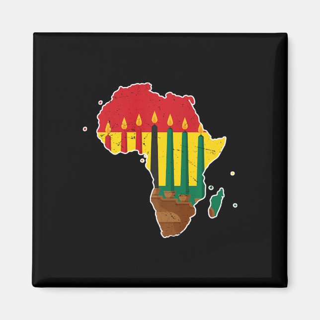 Íman Feliz Kwanzaa Sete Princípios Kinara Velas Afri (Frente)