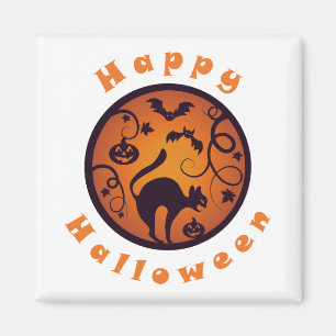Íman Feliz lanterna do Halloween aranhas e morcegos neg