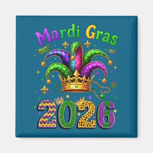 Íman Feliz Mardi Gras 2026 Chapéu de Bobo Homens Mulher