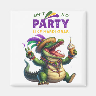Íman Feliz Mardi Gras Alligator
