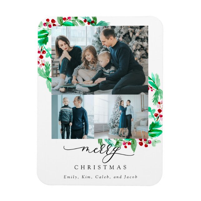 Íman Feliz Natal 3 Feriado de Frota de Colagem de Fotos (Vertical)