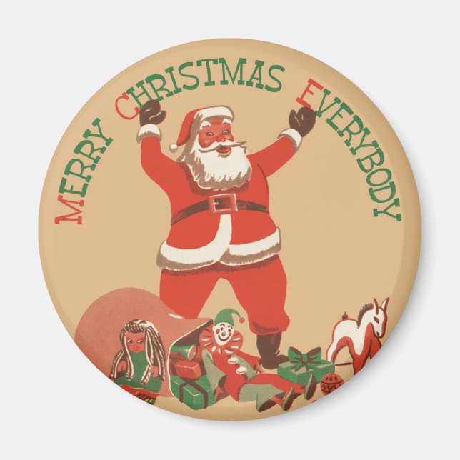 Íman Feliz Natal a Todos! Santa Claus Vintage (Frente)