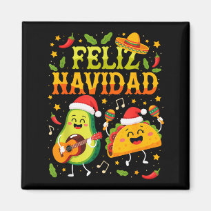 Íman Feliz Natal Abacate Tacos Mexicano Natal Divertido