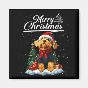 Íman Feliz Natal Airedale Terrier Chapéu de Papai Noel