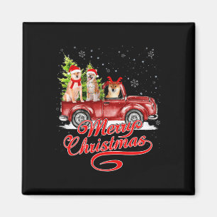 Íman Feliz Natal Akita Dog Papais noeis Reindeer Red Tr