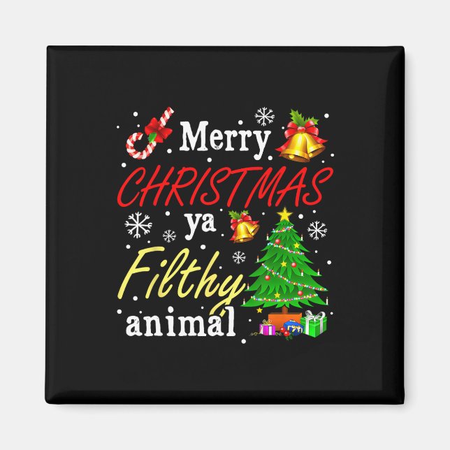 Íman Feliz Natal Animal Sujo Ya Engraçado Família Xmas (Frente)