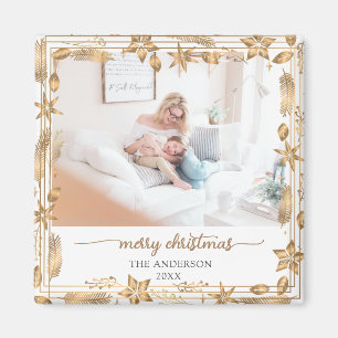 Íman Feliz Natal Arch Dourado Magnet Fotográfico Elegan