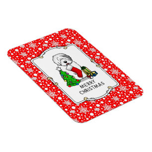 Íman Feliz Natal Árvore 2 Antiga Cinza de Ovino Inglês