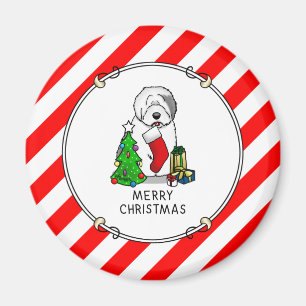 Íman Feliz Natal Árvore 2 Antiga Cinza de Ovino Inglês