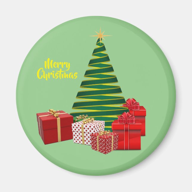 Íman Feliz Natal ~ Árvore com presentes (Frente)