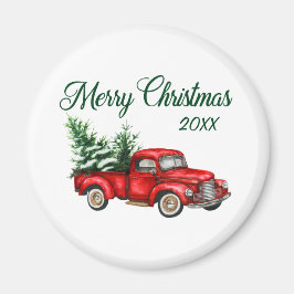 Íman Feliz Natal Árvore Data Vintage Red Truck