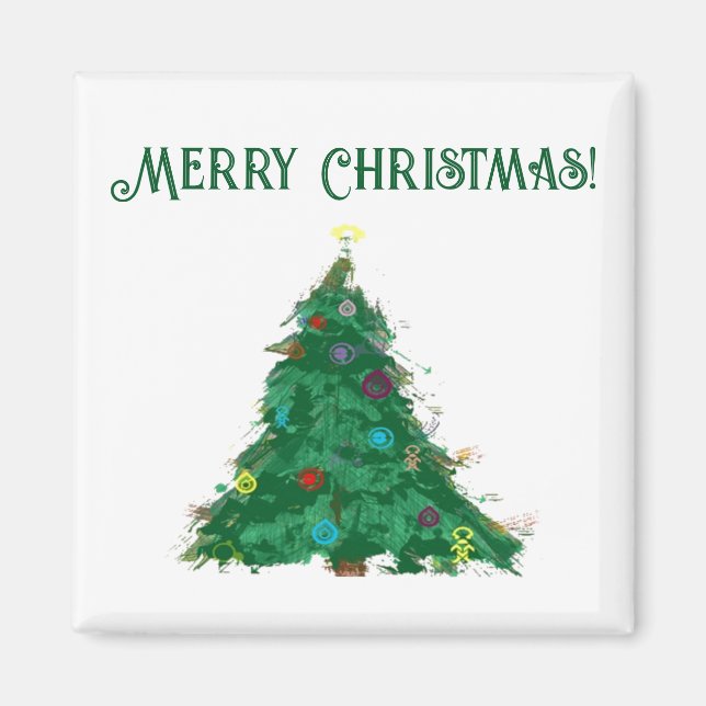 Íman Feliz Natal Árvore Moderna e Bonita (Frente)