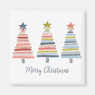 Íman Feliz Natal Árvores Empilhadas Coloridas