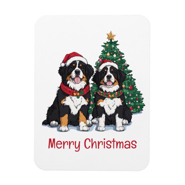Íman Feliz Natal Bernese Mountain Dogs (Vertical)