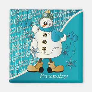 Íman Feliz Natal Blue Snowman