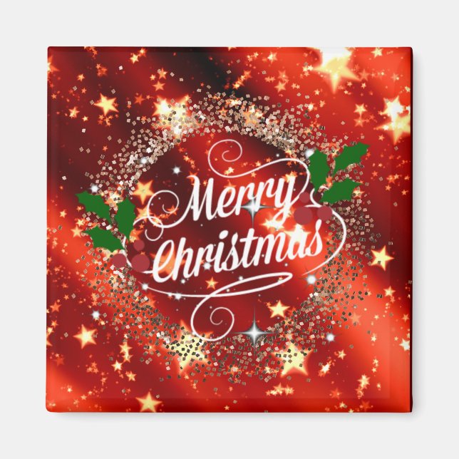 Íman Feliz Natal, brilho e brilho (Frente)