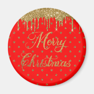 Íman Feliz Natal - brilho vermelho