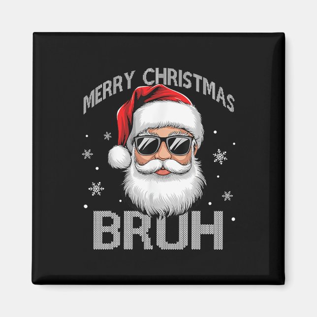 Íman Feliz Natal Bruh Funny Papai Noel Retro Men W (Frente)