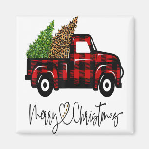 Íman Feliz Natal Buffalo Tree Red Xadrez Leopa