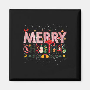 Íman Feliz Natal Buffalo Xadrez Vermelha Família Papais