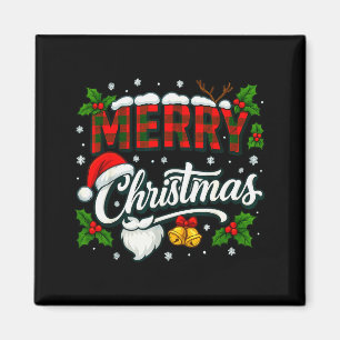 Íman Feliz Natal Buffalo Xadrez Vermelho Chapéu do Papa
