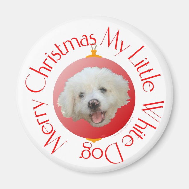 Íman Feliz Natal Cachorrinho Branco (Frente)