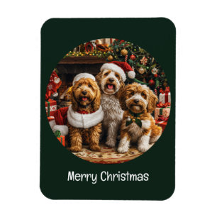 Íman Feliz Natal Cachorro de Cachorro de Goldendoodle
