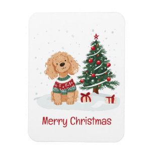Íman Feliz Natal Cachorro Goldendoodle
