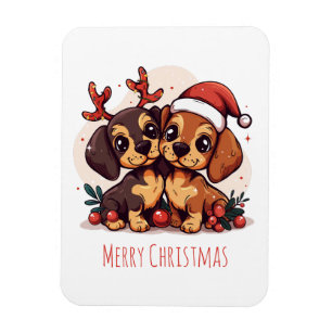 Íman Feliz Natal Cachorros Dachshund