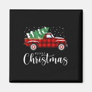 Íman Feliz Natal Caminhão Vermelho Xadrez Xmas Retro