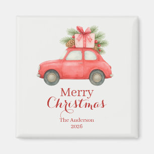 Íman Feliz Natal Carro Vermelho – Férias Personalizadas