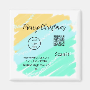 Íman Feliz Natal Código QR comercial amarelo verde