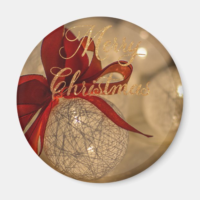 Íman Feliz Natal com bolas de luz (Frente)