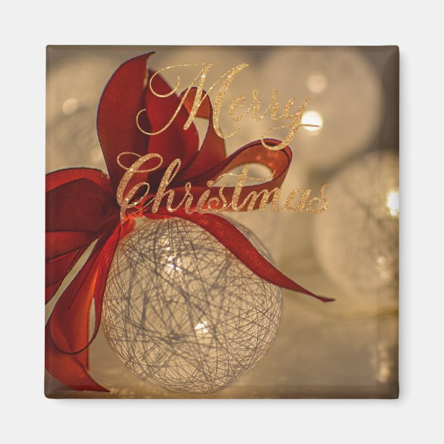 Íman Feliz Natal com bolas de luz (Frente)