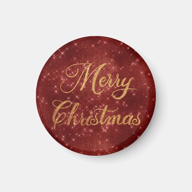 Íman Feliz Natal com brilho vermelho (Frente)